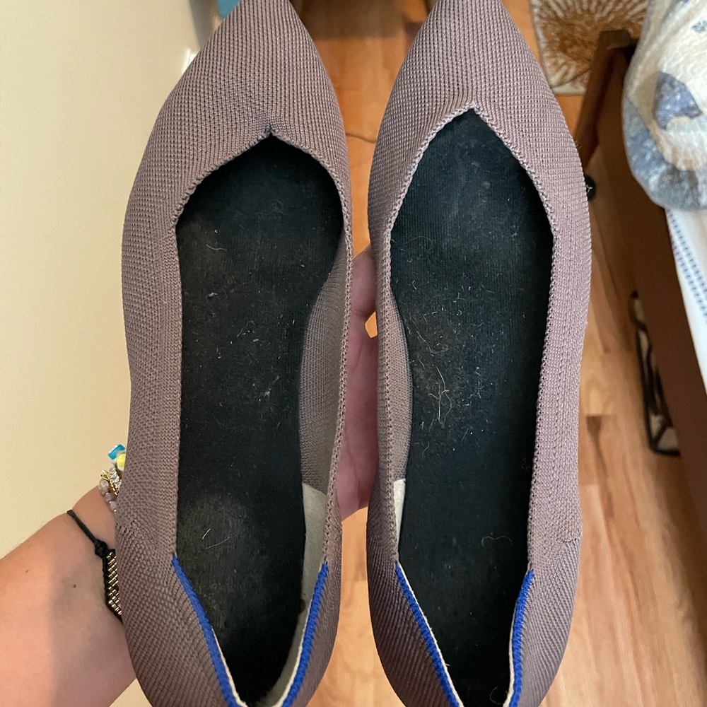 Rothy's Pointed Toe Ballet Flats in Gray Purple